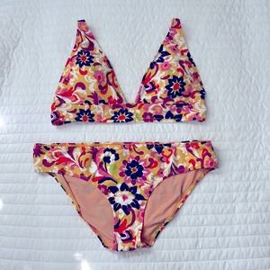 NWT! J.Crew Plunge Bikini in Ratti Curly Floral